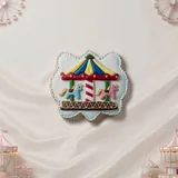 Bolacha Carrossel decorada à mão com glacê real, tema parque de diversão - Imagem 1