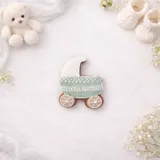Bolacha de Especiarias Carrinho de Bebê Verde Sálvia — Chá de Bebê (30g | Embalada Individualmente)