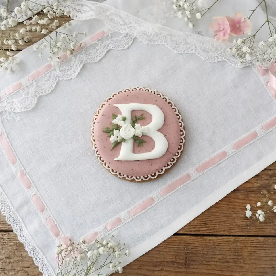 Bolacha de Especiarias Letra Especial com Flores em Glacê Real