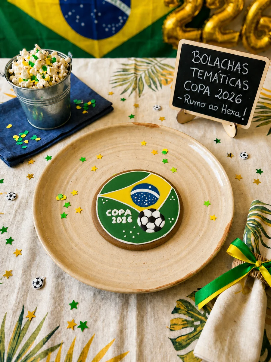 Bolacha Decorada Copa 2026 - Bandeira Tremulando 50g