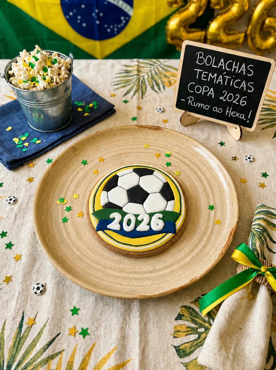 Bolacha Decorada Copa 2026 - Bola de Futebol 50g