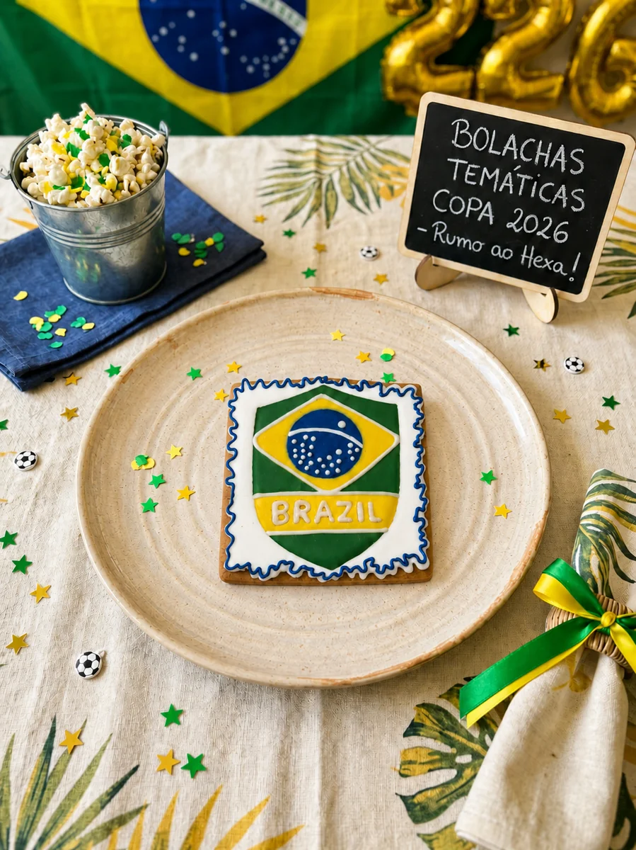 Bolacha Decorada Copa 2026 - Escudo Brasil 60g