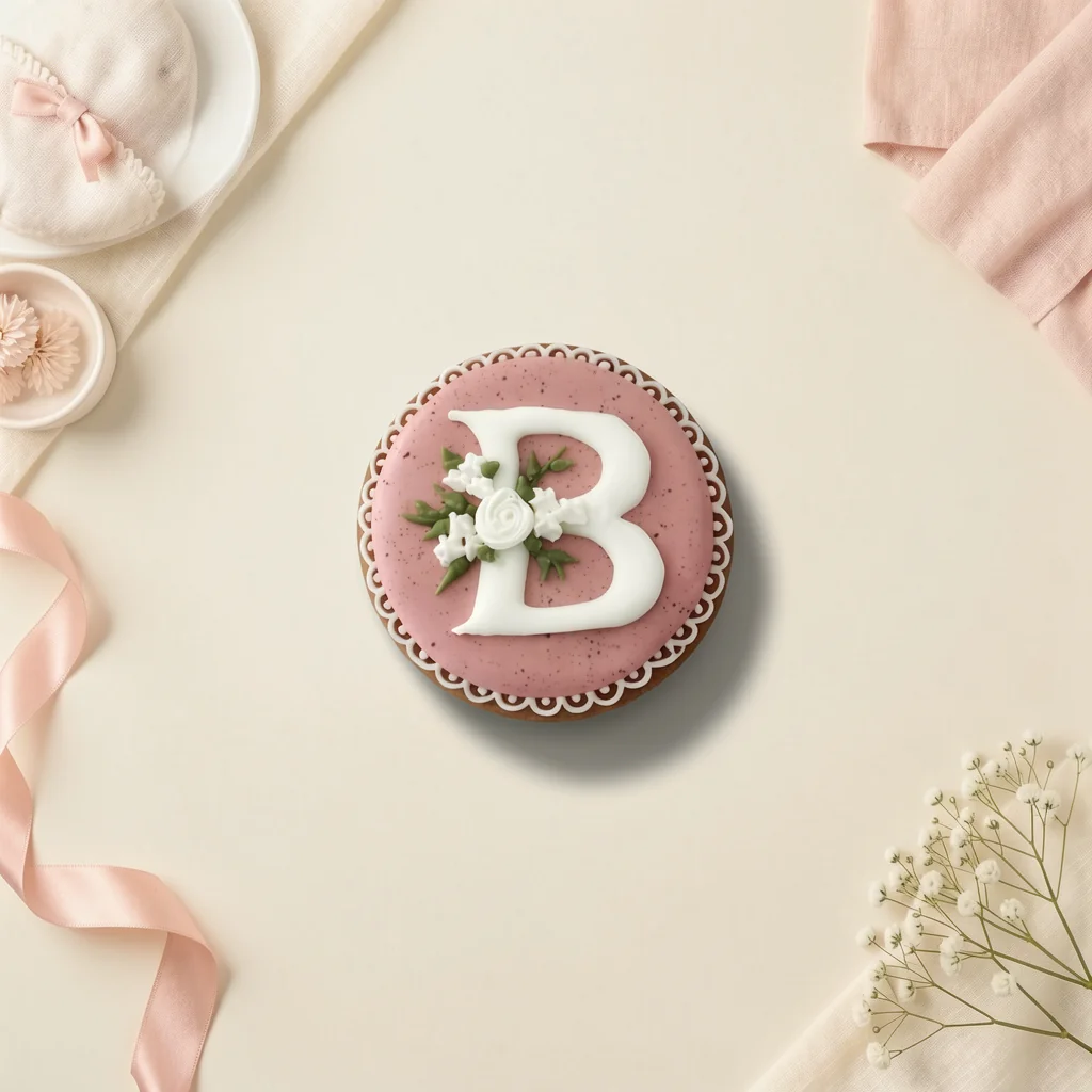 Bolacha de especiarias redonda, decorada à mão com glacê real