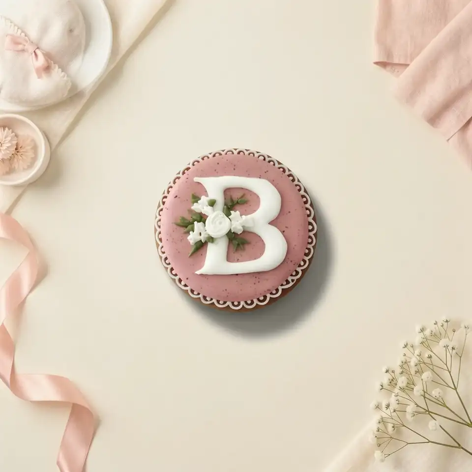 Bolacha de especiarias redonda, decorada à mão com glacê real