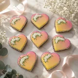 Caixa com 8 Bolachas de Coração Decoradas à Mão