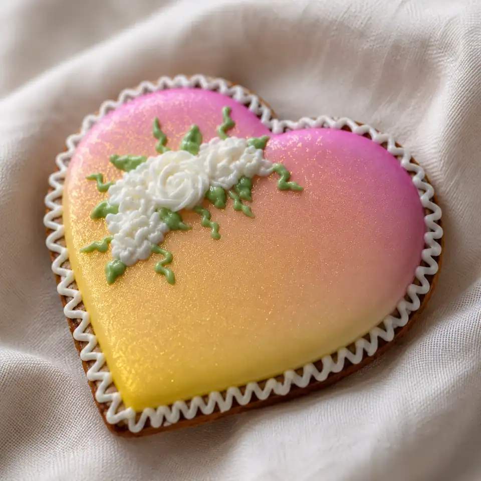 Bolachas de especiarias em formato de coração, decoradas à mão, ou biscoitos decorados, com sabor aromático e delicado