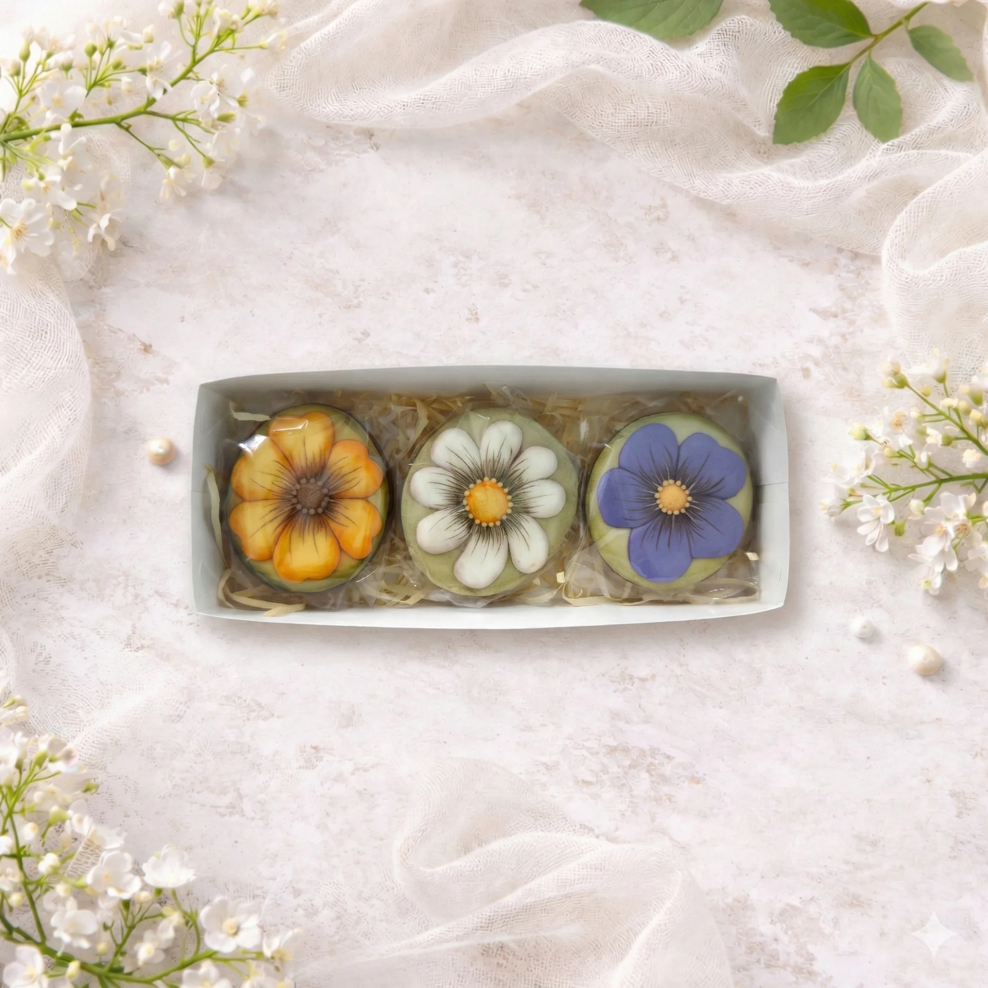 Caixa com Bolachas Florais - Kit 3 Unidades - Caixa Floral com Bolachas de Especiarias Decoradas — Kit 3 Unidades Variação 1 - Imagem 2